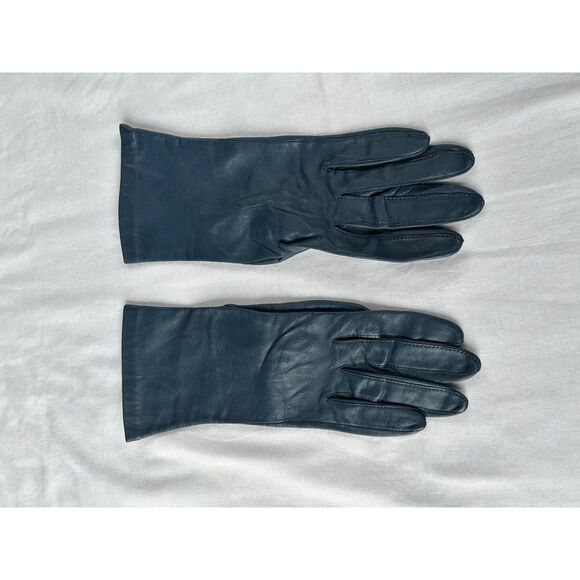 Vintage Blue Leather Gloves, Very Nice, Small - Picture 1 of 5